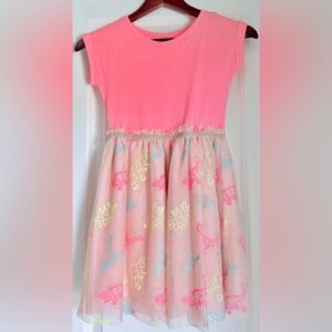 TWO Girls' Dresses Pink Neon & Pastel Purple Skirt Dress. TWO Dresses 7/8